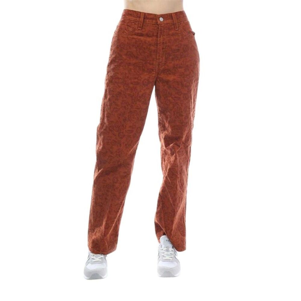 Levis Womens/Ladies Ribcage Corduroy Animal Print Straight Pants / Gingerbread